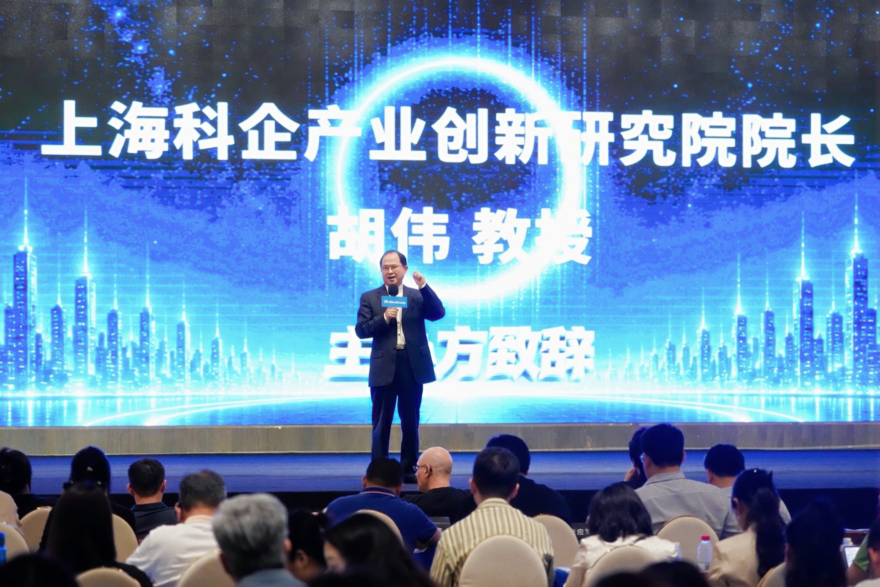 Professor Hu Wei, President of the Shanghai Institute for Science and Enterprise Innovation and former Vice Chairman of the Shanghai Federation of Social Science Associations, speaking at the conference